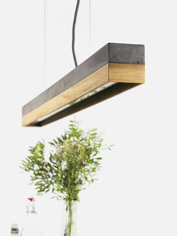 [C1] Concrete & Oak Pendant Light 122CM