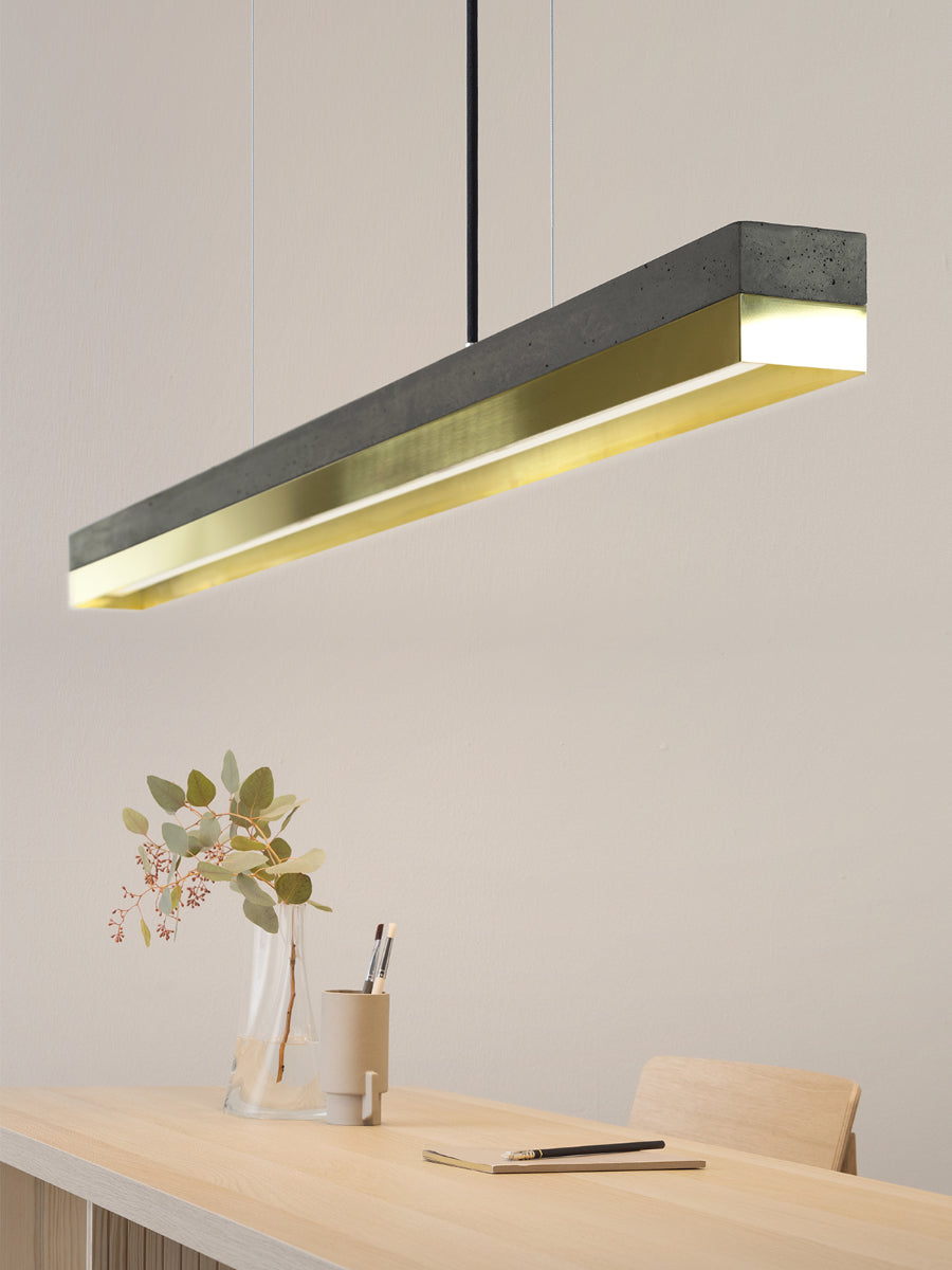 [C1] Concrete & Brass LED Pendant 122CM