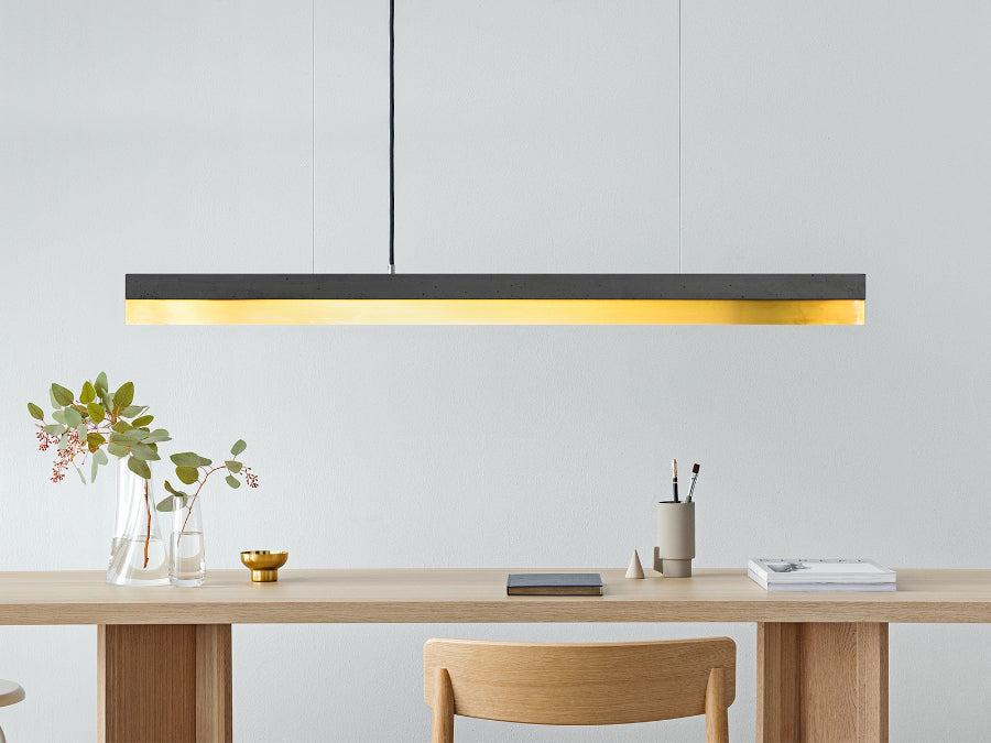 [C1] Concrete & Brass LED Pendant 122CM