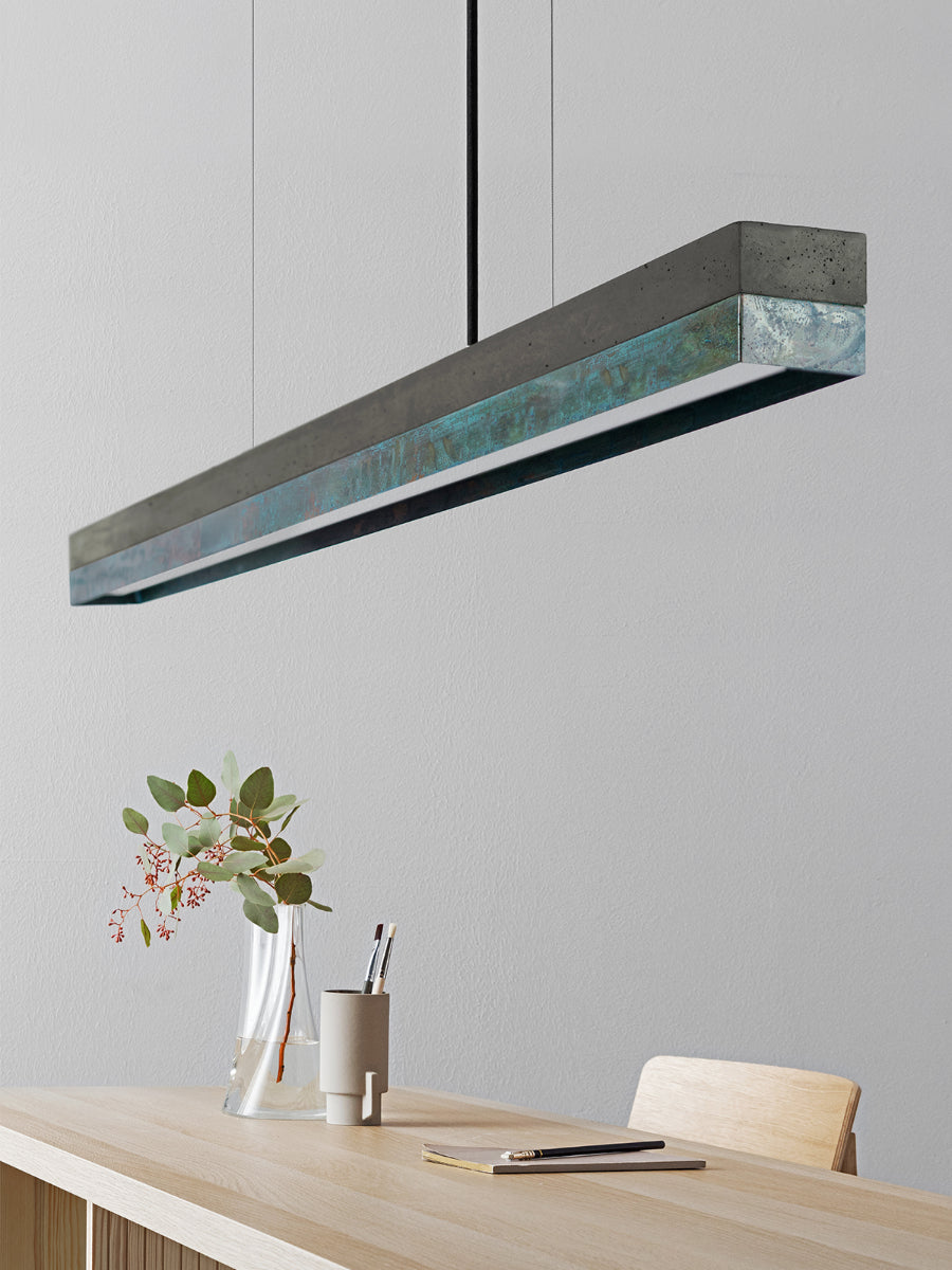 [C1] Concrete & Oxidised Copper Pendant Light 122CM