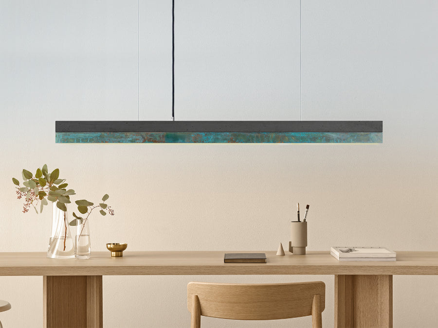 [C1] Concrete & Oxidised Copper Pendant Light 122CM