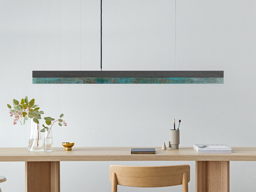 [C1] Concrete & Oxidised Copper Pendant Light 122CM
