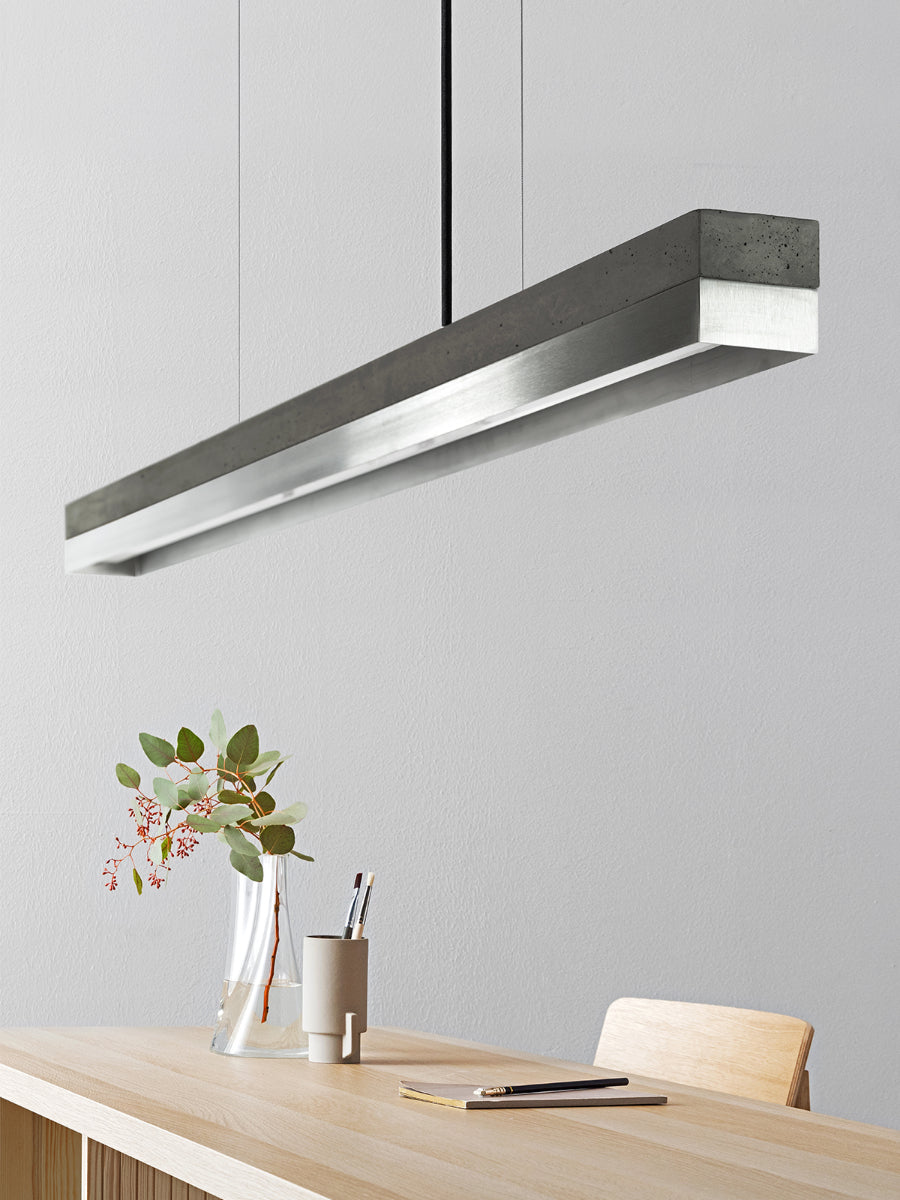 [C1] Concrete & Stainless Steel Pendant Light 122CM