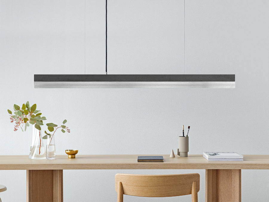[C1] Concrete & Stainless Steel Pendant Light 122CM