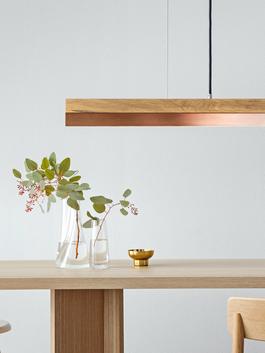 [C1o] Oak Wood & Copper Pendant Light Pendant 122CM