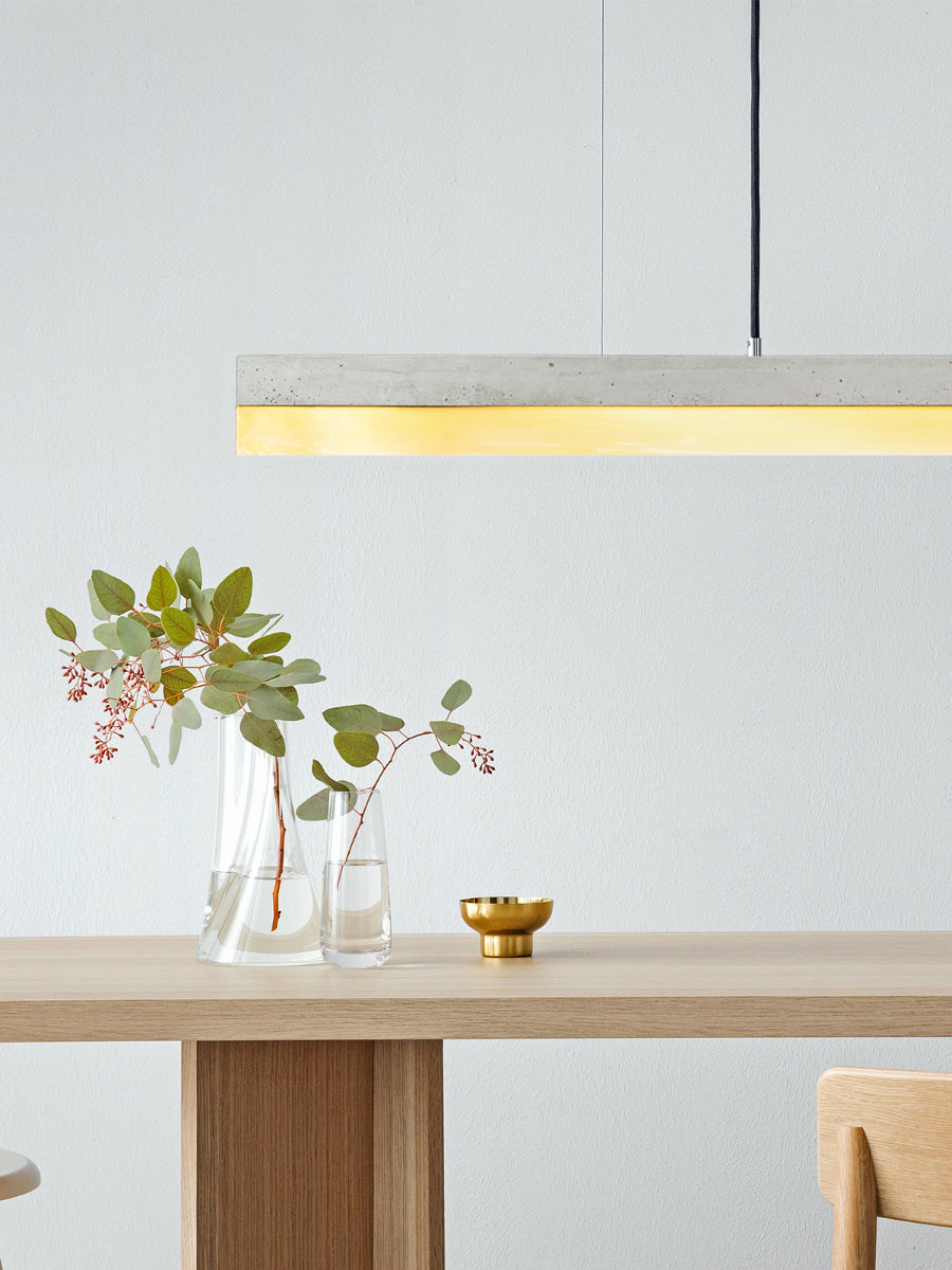 [C1] Concrete & Brass LED Pendant 122CM