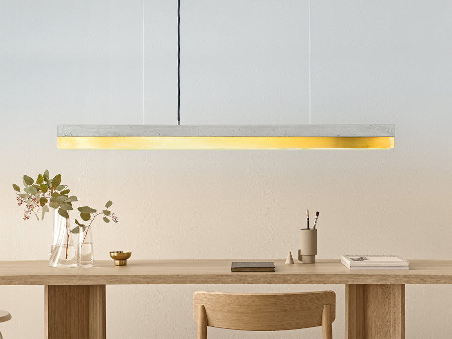 [C1] Concrete & Brass LED Pendant 122CM