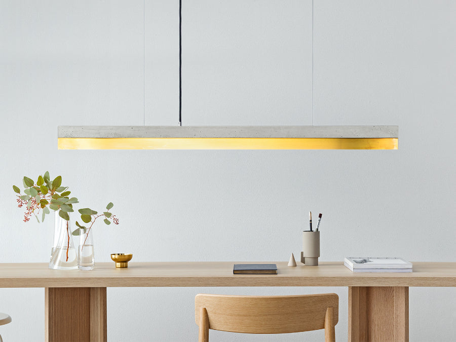[C1] Concrete & Brass LED Pendant 122CM