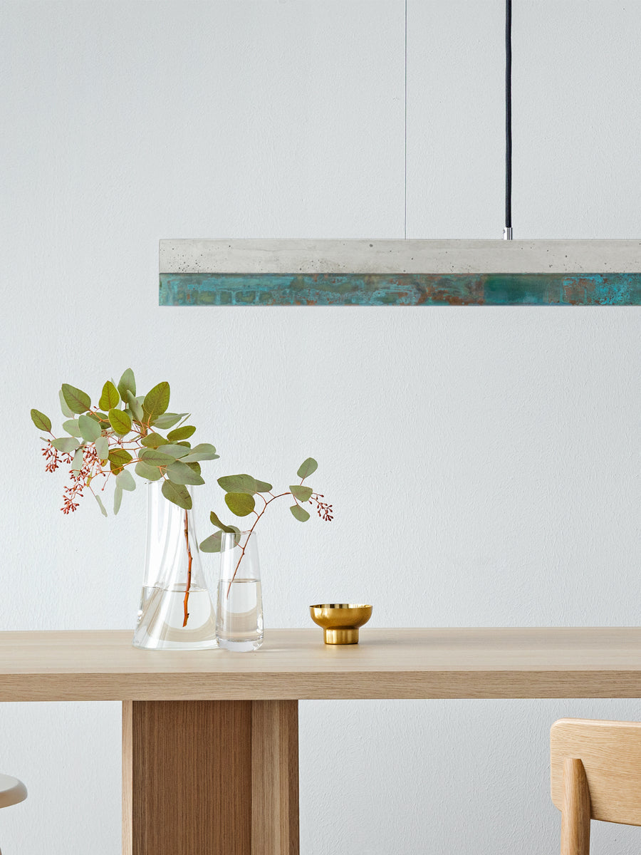 [C1] Concrete & Oxidised Copper Pendant Light 122CM