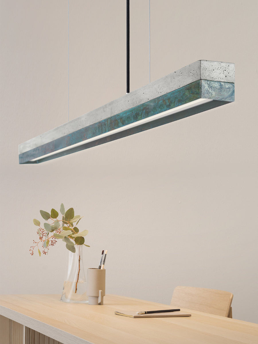 [C1] Concrete & Oxidised Copper Pendant Light 122CM