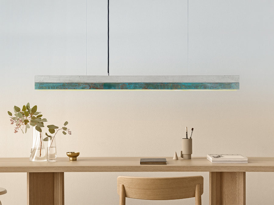 [C1] Concrete & Oxidised Copper Pendant Light 122CM
