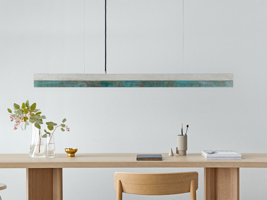 [C1] Concrete & Oxidised Copper Pendant Light 122CM