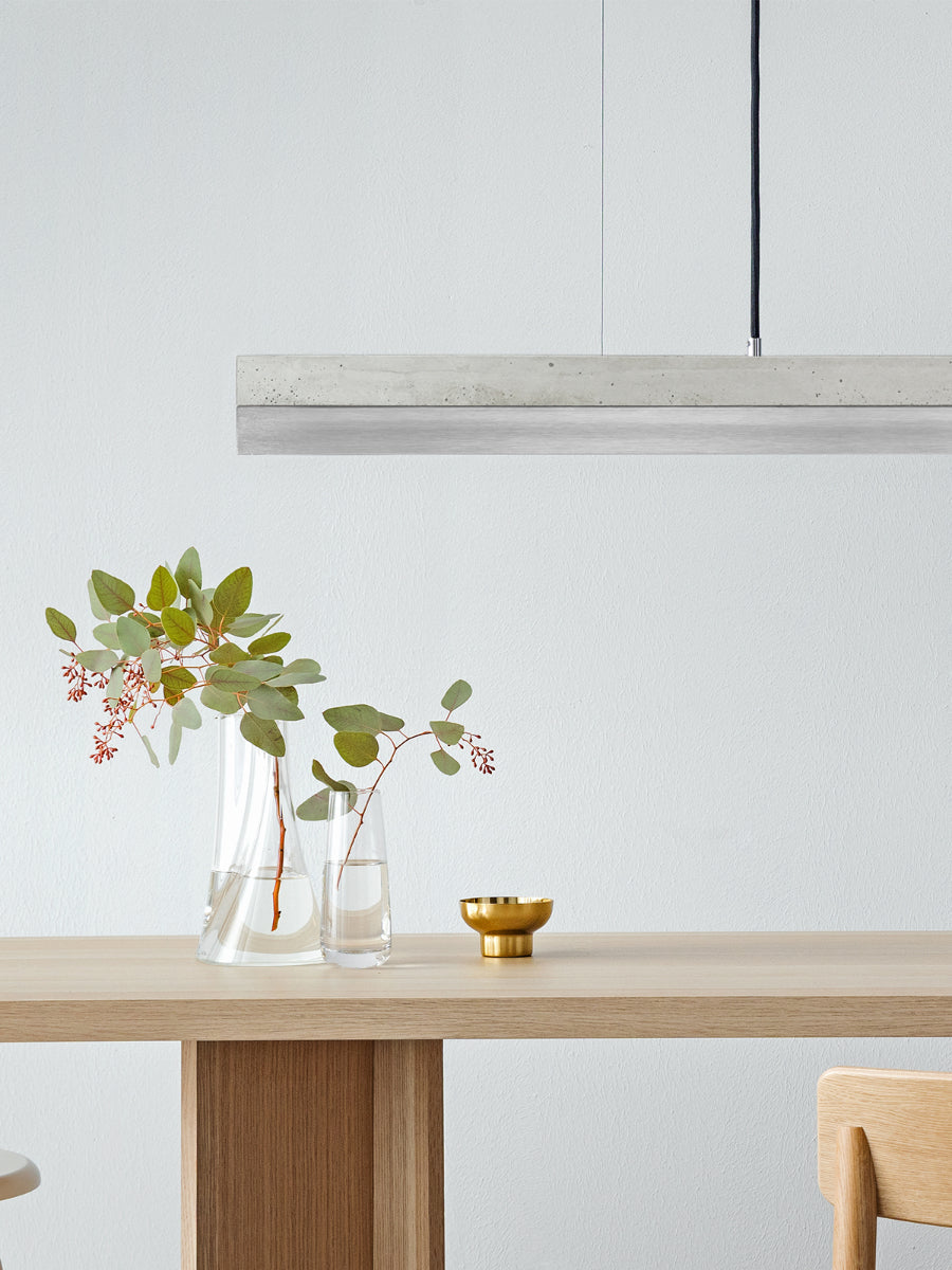 [C1] Concrete & Stainless Steel Pendant Light 122CM