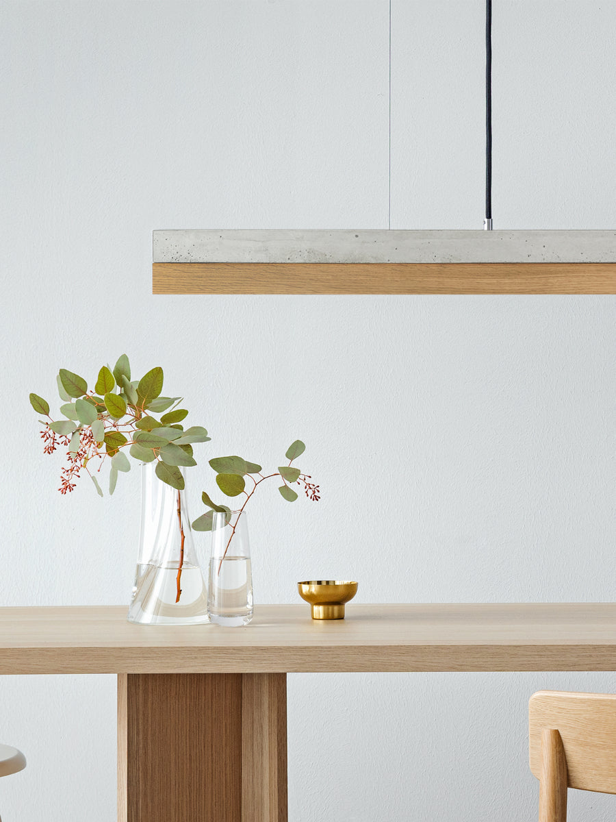 [C1] Concrete & Oak Pendant Light 122CM