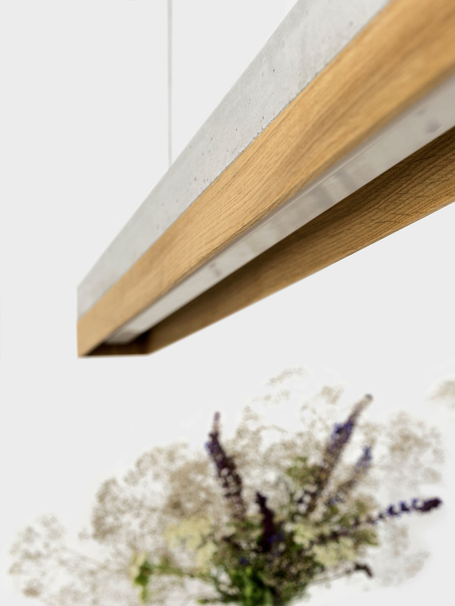 [C1] Concrete & Oak Pendant Light 122CM