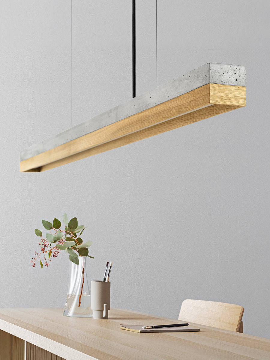 [C1] Concrete & Oak Pendant Light 122CM