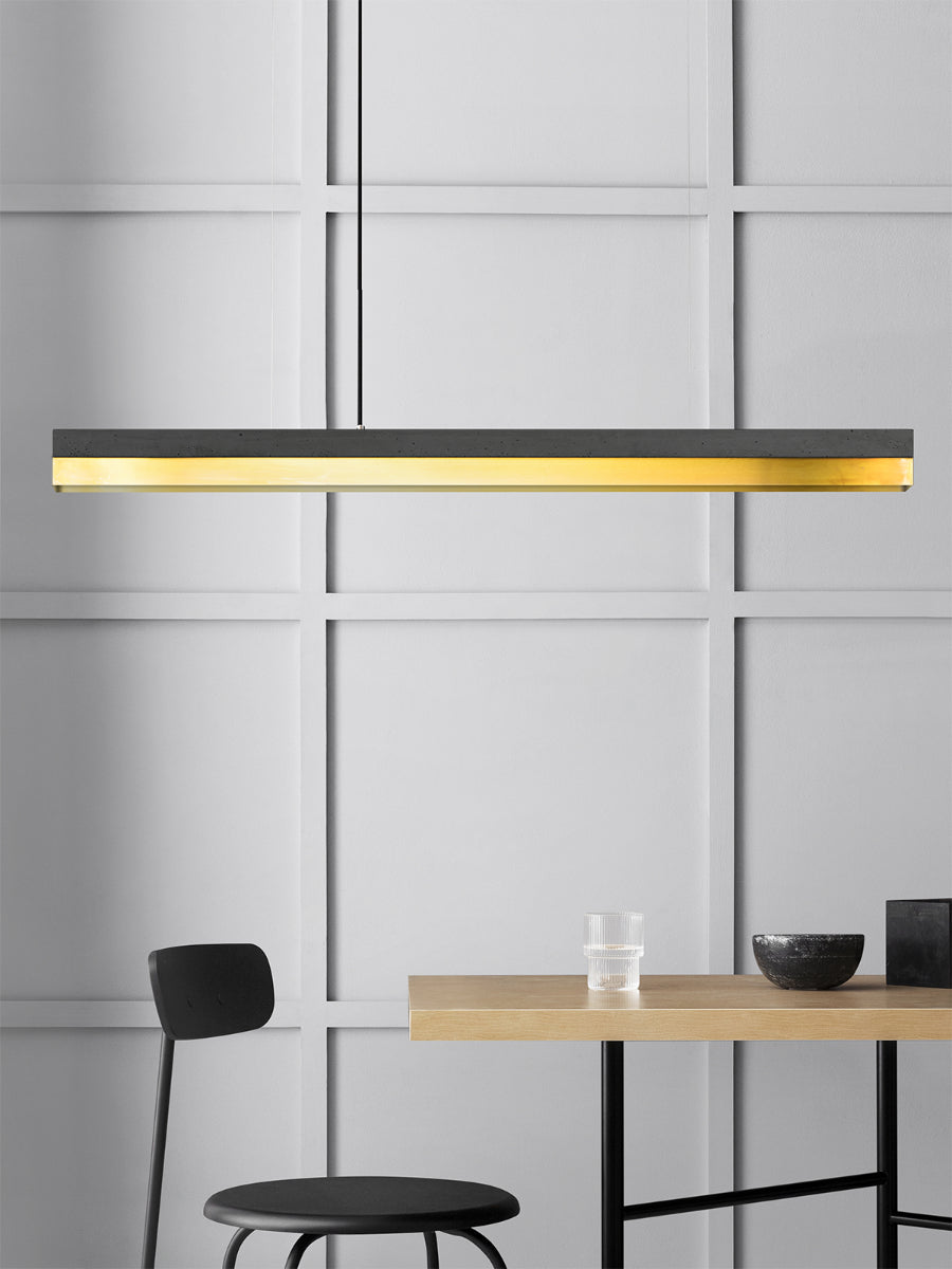 [C1] Concrete & Brass LED Pendant 122CM