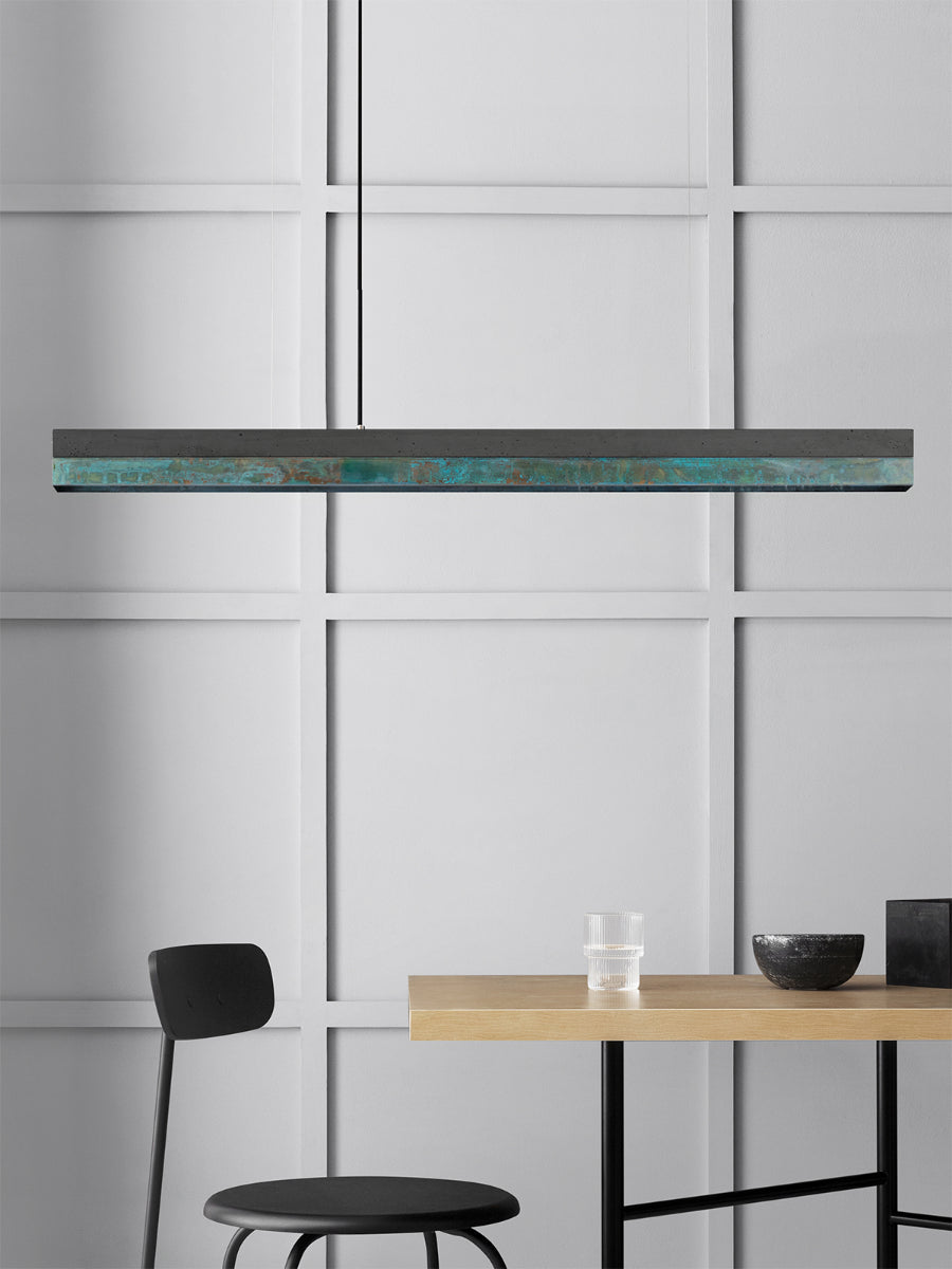 [C1] Concrete & Oxidised Copper Pendant Light 122CM