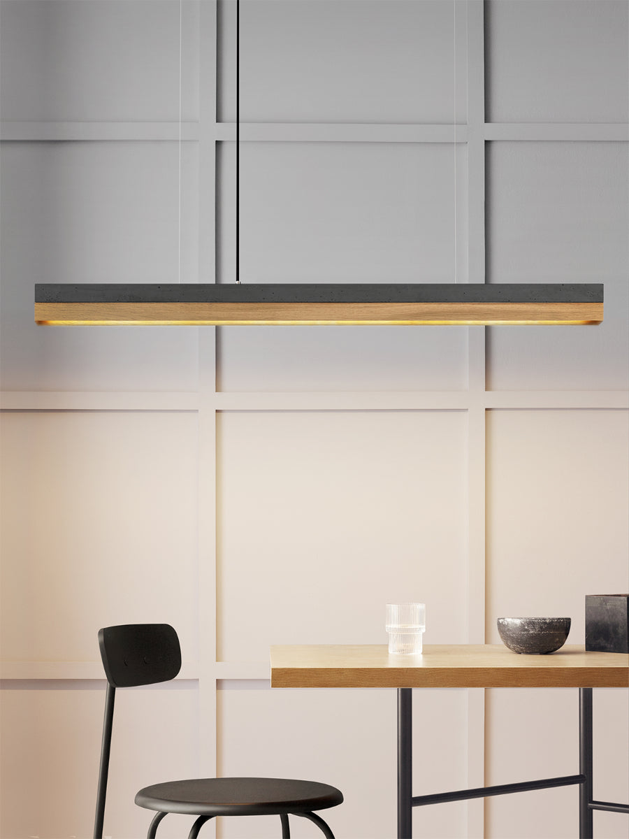 [C1] Concrete & Oak Pendant Light 122CM