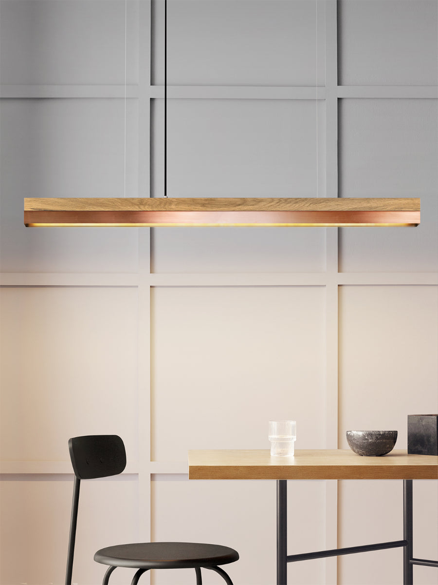 [C1o] Oak Wood & Copper Pendant Light Pendant 122CM