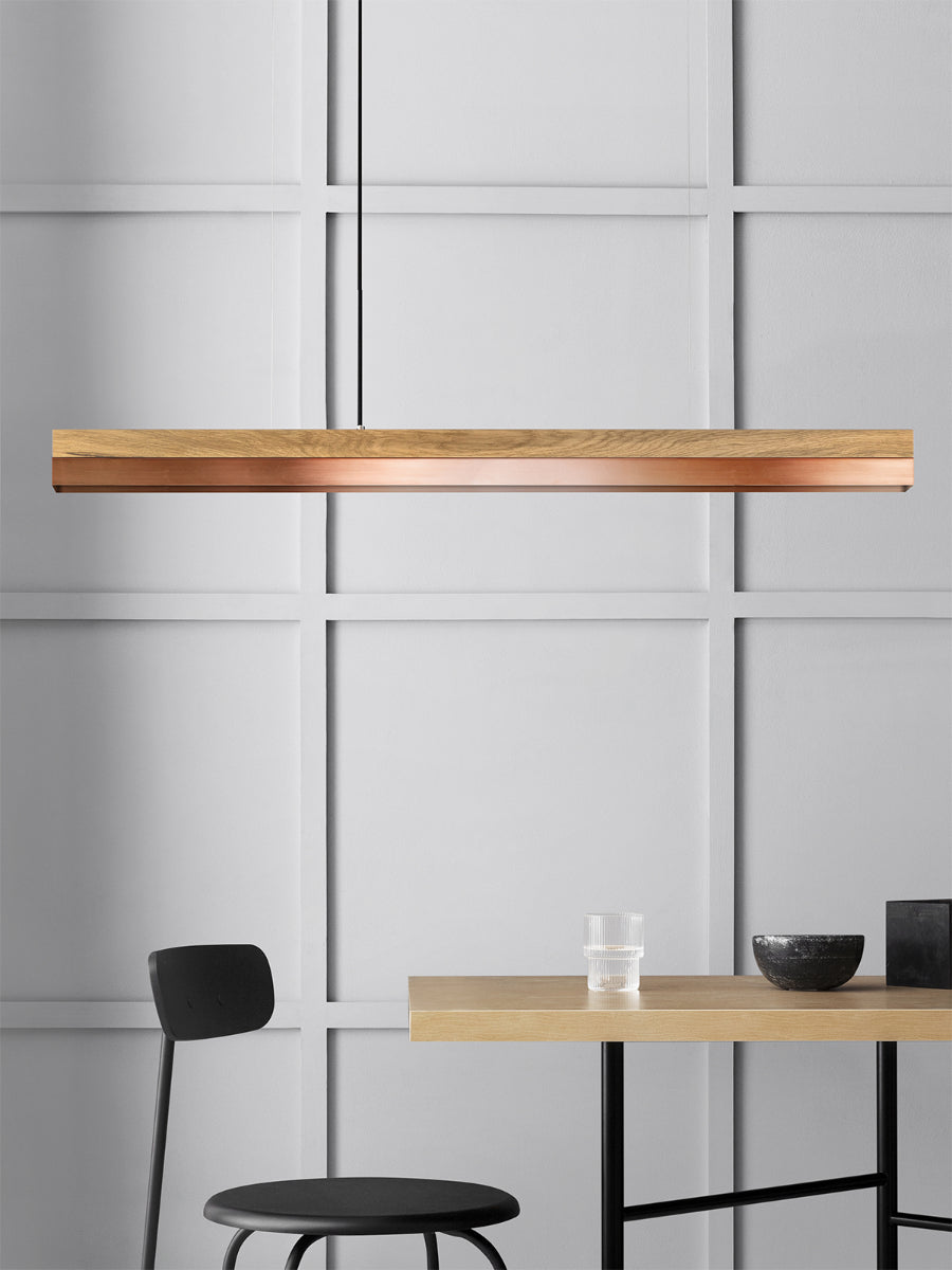 [C1o] Oak Wood & Copper Pendant Light Pendant 122CM