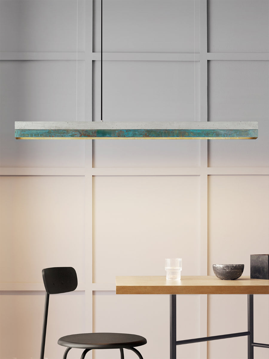[C1] Concrete & Oxidised Copper Pendant Light 122CM