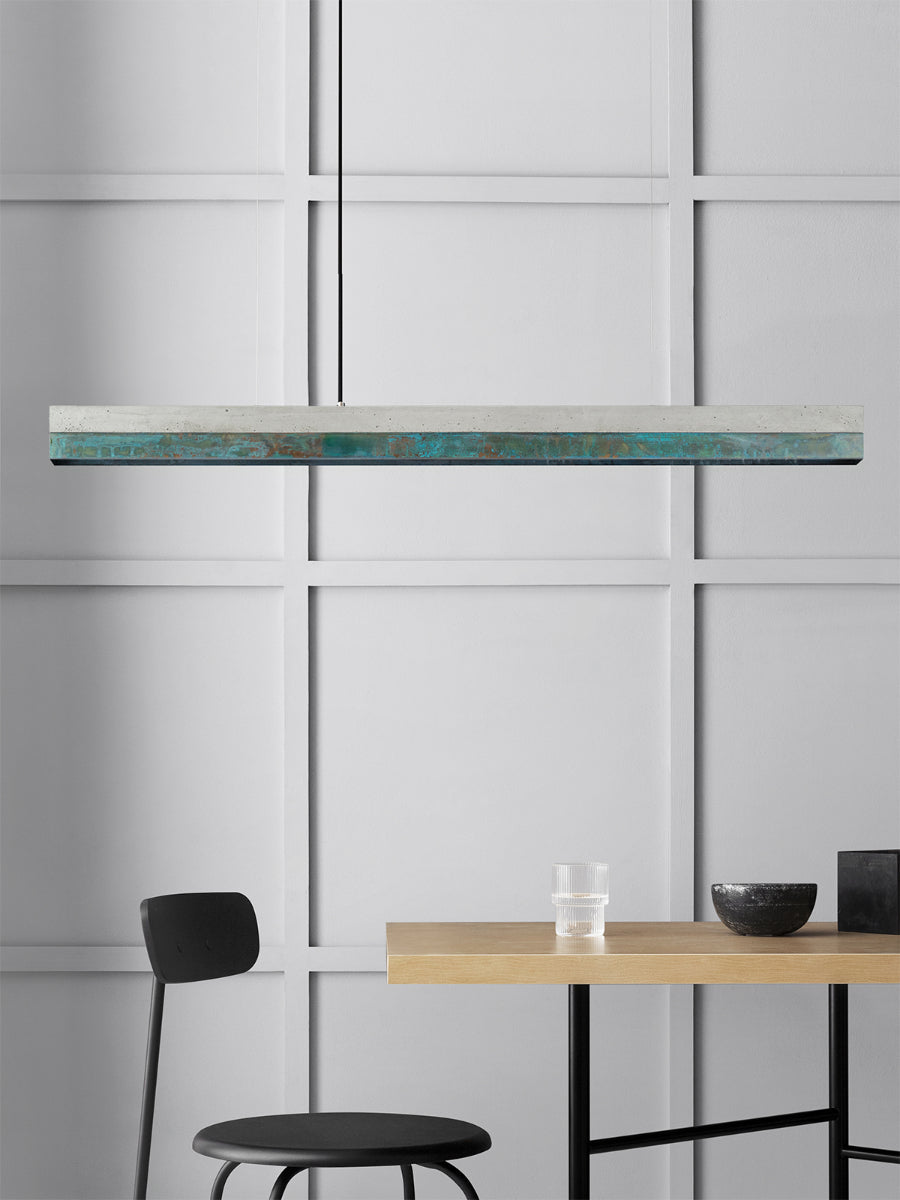 [C1] Concrete & Oxidised Copper Pendant Light 122CM