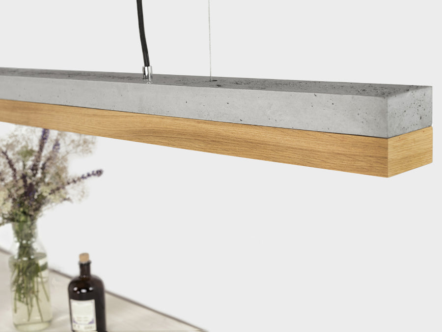 [C1] Concrete & Oak Pendant Light 122CM