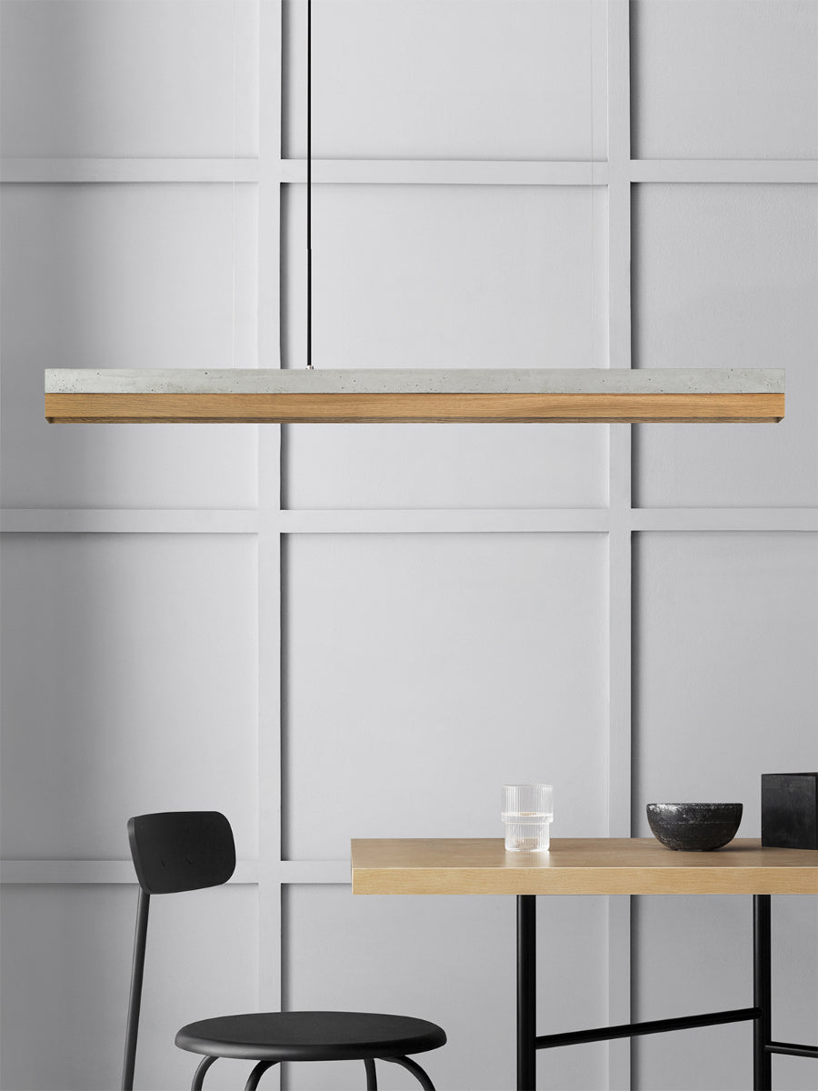 [C1] Concrete & Oak Pendant Light 122CM