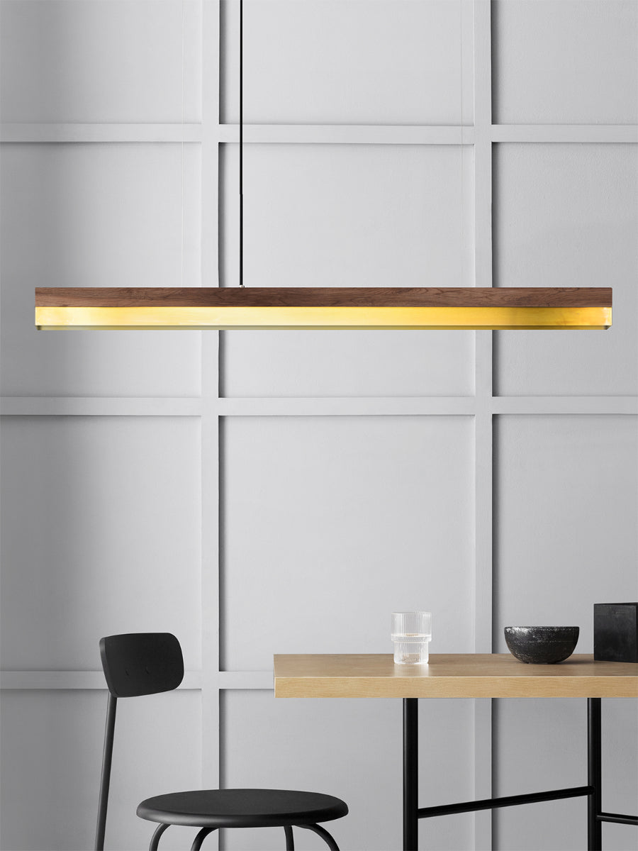 [C1w] Walnut Wood & Brass Pendant 122CM