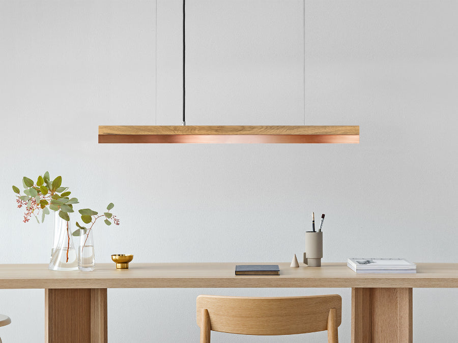 [C2o] Oak Wood & Copper Pendant 92CM