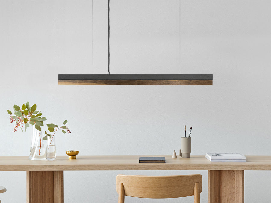 [C2] Concrete & Walnut Pendant 92CM