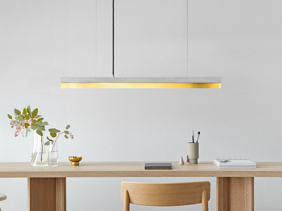 [C2] Concrete & Brass LED Small Pendant 92CM