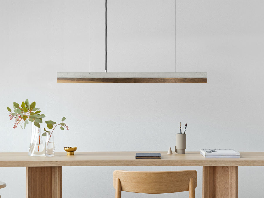 [C2] Concrete & Walnut Pendant 92CM