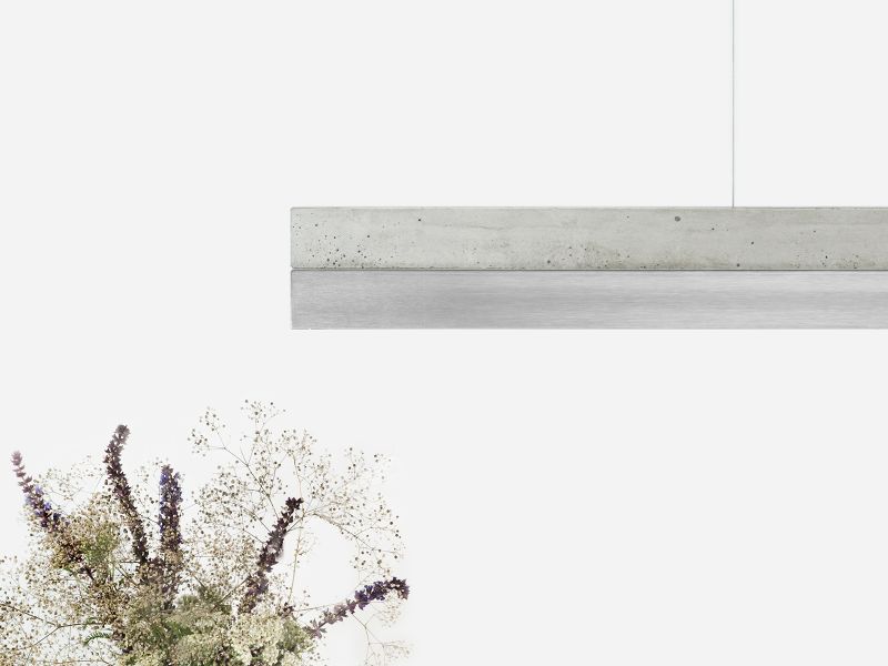 [C1] Concrete & Stainless Steel Pendant Light 122CM