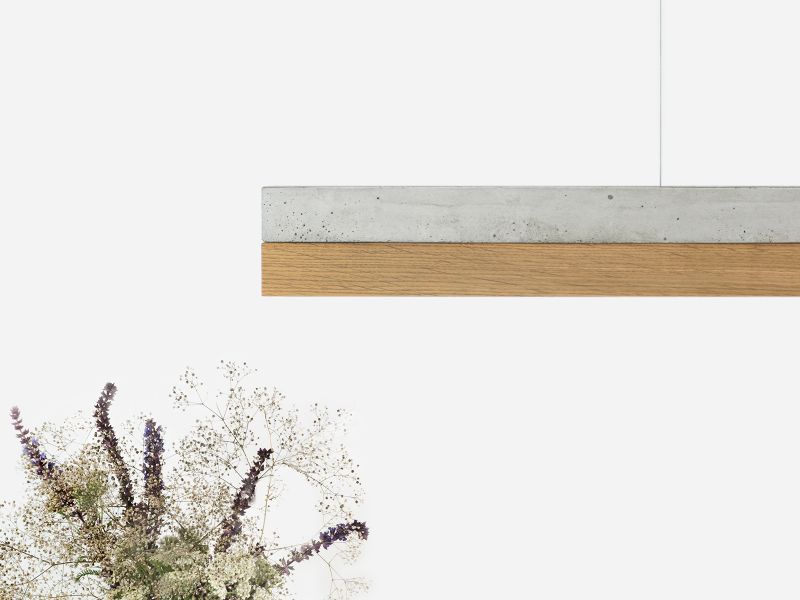 [C1] Concrete & Oak Pendant Light 122CM