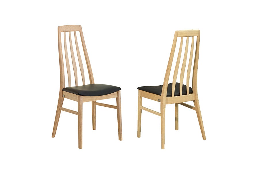 EVA Black Leather Set of 2 Chairs