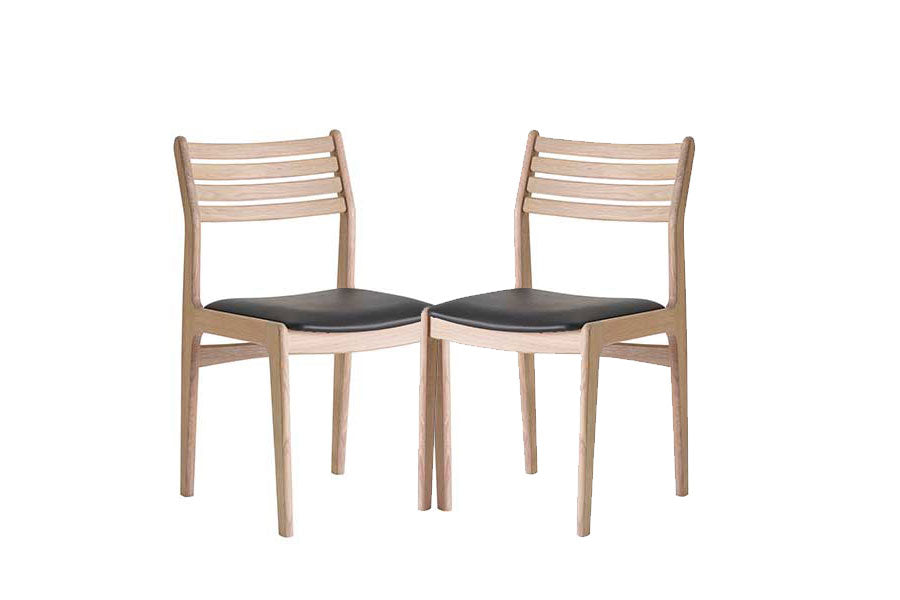 ANNE Black Leather Set of 2 Chairs