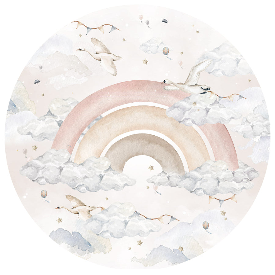 RAINBOW In A Circle Wall Sticker For Girls