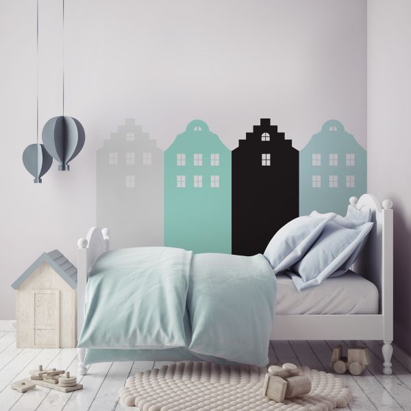 PASTEL MINTY AMSTERDAM Wallsticker Behind the Bed