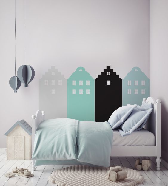 PASTEL MINTY AMSTERDAM Wallsticker Behind the Bed