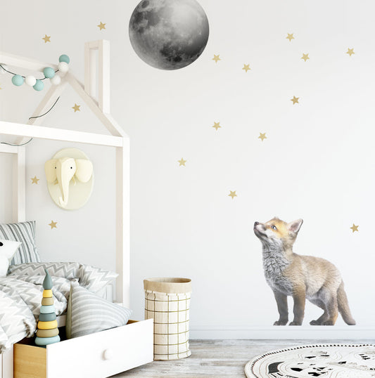 LITTLE Fox And His Friend The Moon Wall Sticker