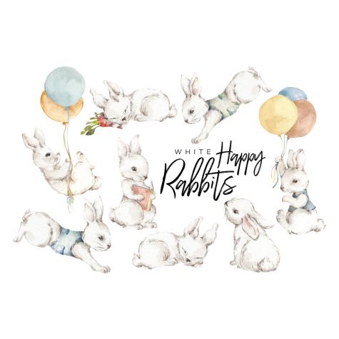 Autocolant de perete ALB Happy Rabbits Wonderland