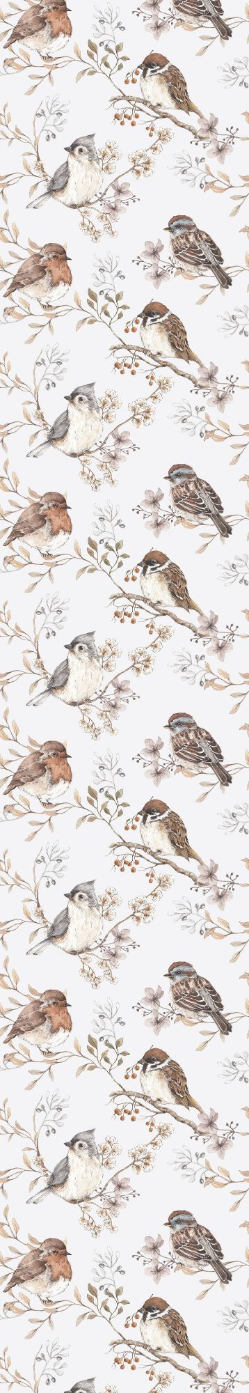 BIRDS WHITE GRAY Wallpaper 50x280CM