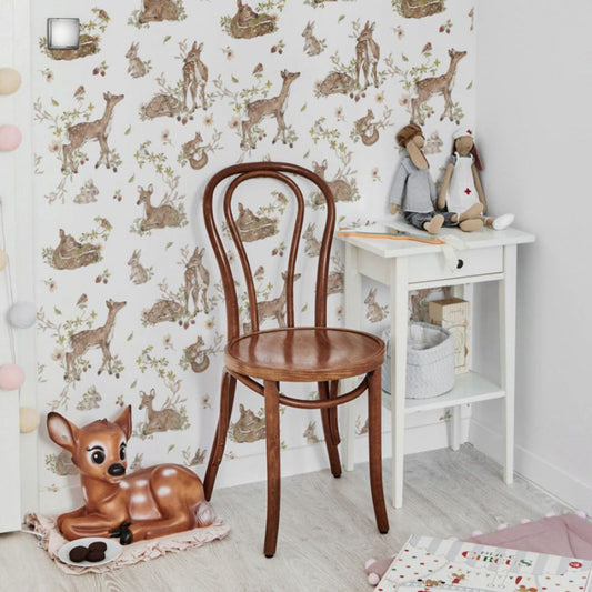 DEER Meadow White Wallpaper