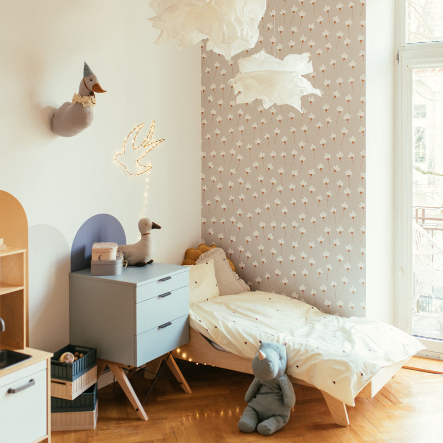 SIMPLE Daisies On Grey Wallpaper