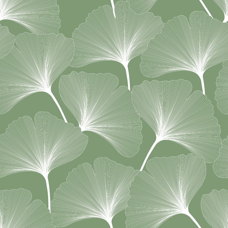 Tapet verde CLASIC Big Gingko Pattern