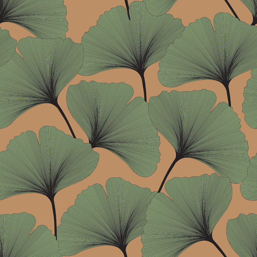 CLASSIC Big Gingko Pattern Colours Wallpaper