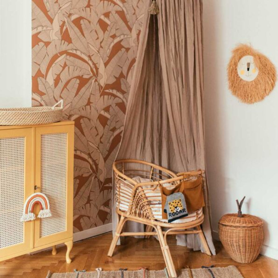 CLASSIC Big Palm Leaves Ivory Cinnamon Wallpaper