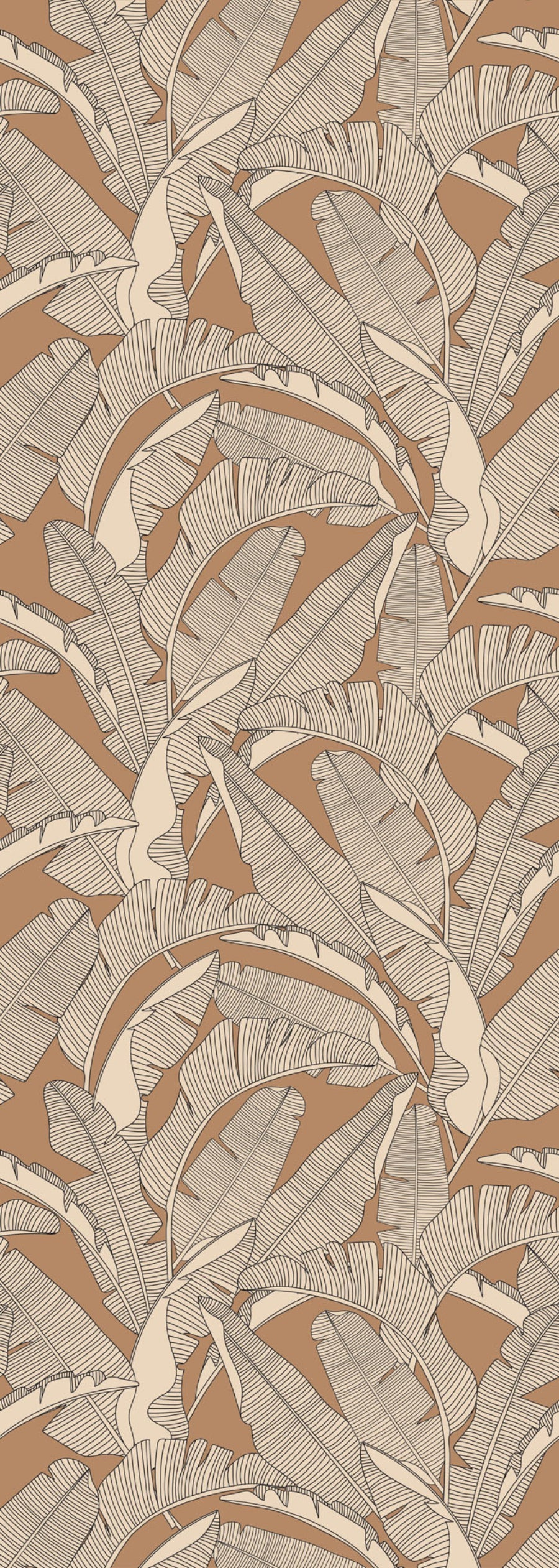 CLASSIC Big Palm Leaves Ivory Cinnamon Wallpaper